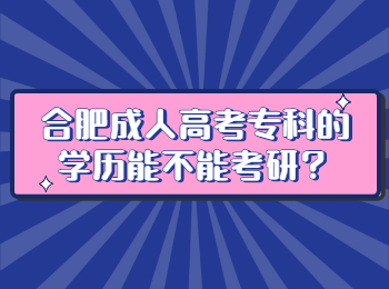 合肥成人高考专科的学历能不能考研？